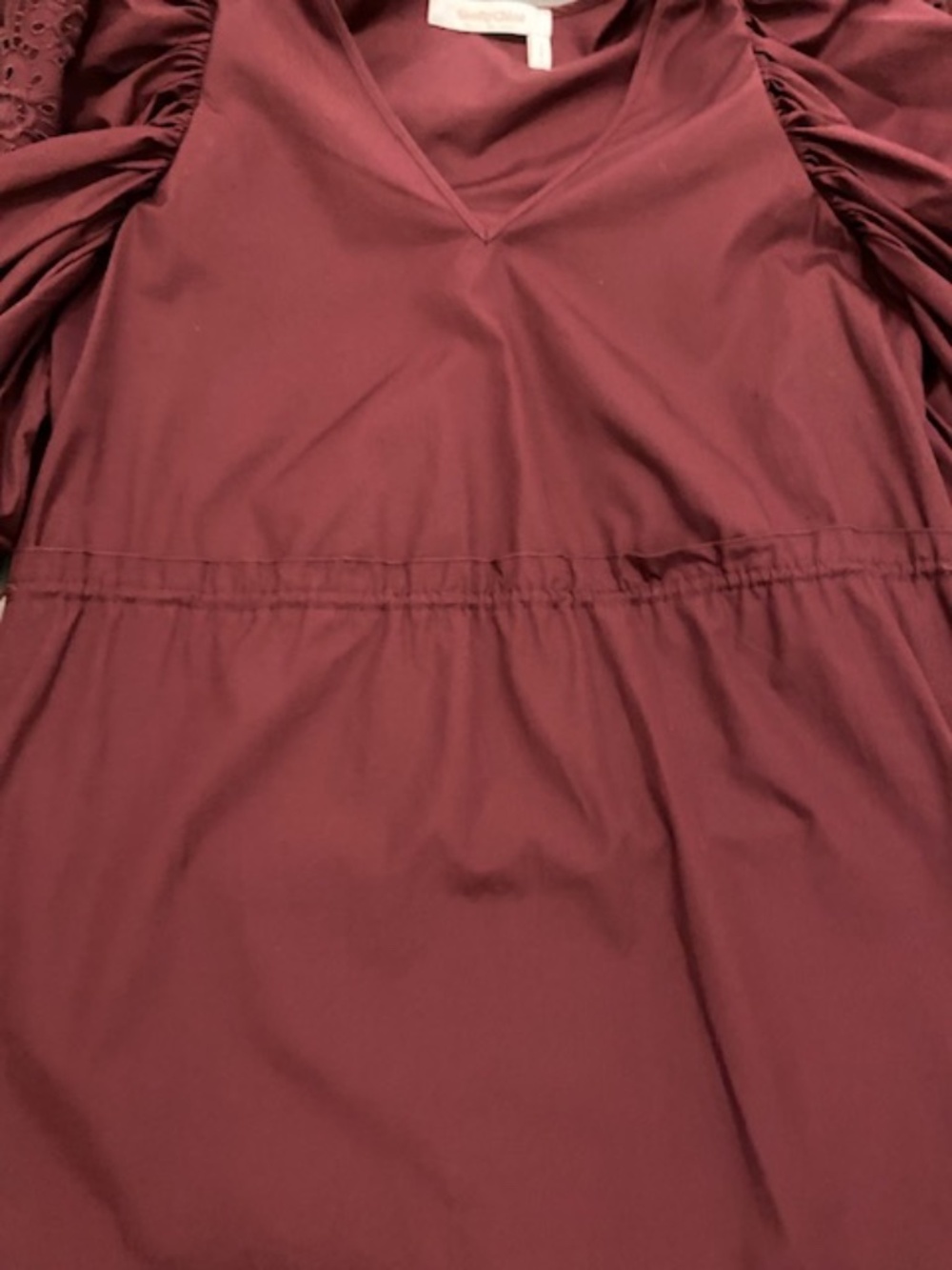 See By Chloe Burgundy Cotton Mini Dress Size 4 NWT - Picture 6 of 10